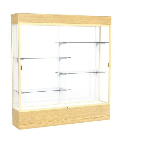 Lighted Floor Display Case 72x80x16, White, Champange