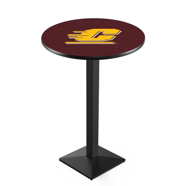 42" Blk Wrinkle Central Michigan Pub Table, 36" dia. Top