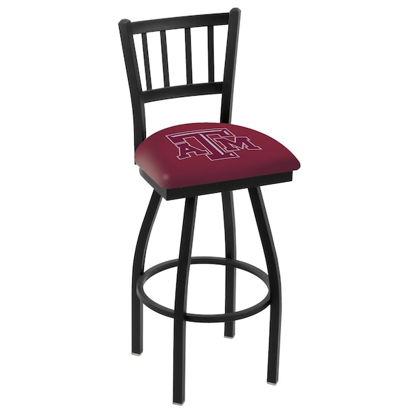 25" Blk Wrinkle Texas A&M Swivel Bar Stool, Jailhouse Back