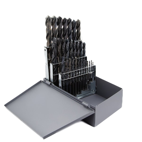 29 Piece HSS Black Oxide Stub (Screw Machine) Split Point Drill Bit Set, D/ASP, 1/16" - 1/2"