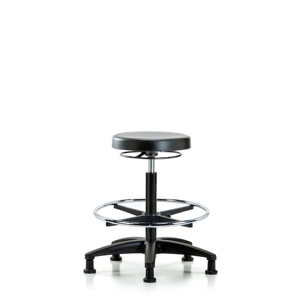 Polyurethane Stool - High Bench Height with Chrome Foot Ring and Stationary Glides