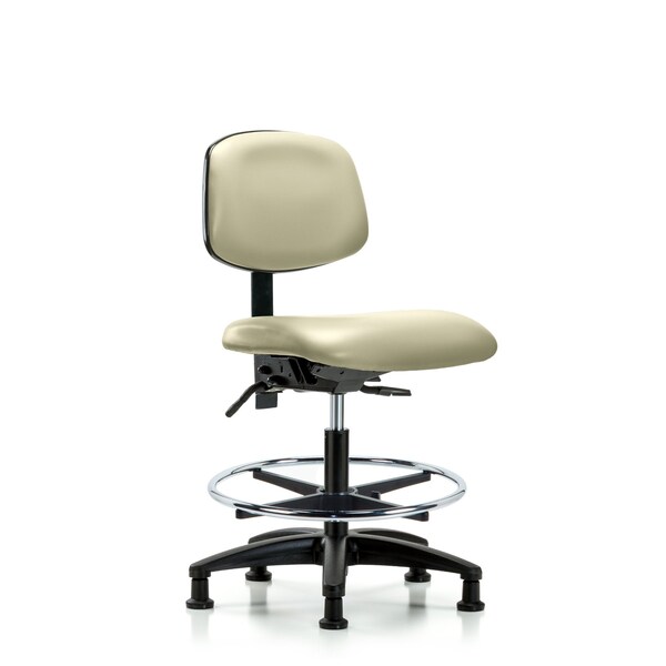 Chair, Vinyl, Med Bench, CF Glides, Wht, No Arms, 22" to 29" Height, Adobe White