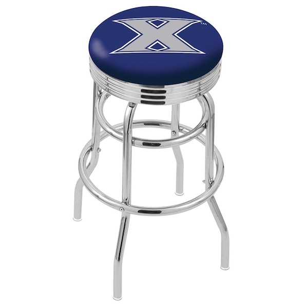 25" Chrome 2-Ring Xavier Swivel Bar Stool, Accent Ring