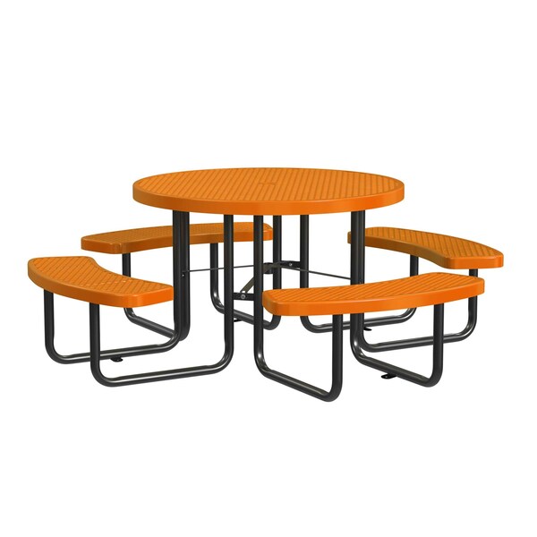 Round Picnic Table, Orange, Surface Mount, 46 in