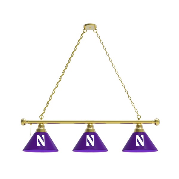 Northwestern 3 Shade Billiard Light, Brass Fixture