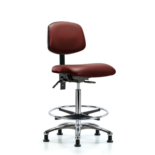 Vinyl Chair Chrome, High Bench, Tilt, Foot Ring, Casters, Borscht