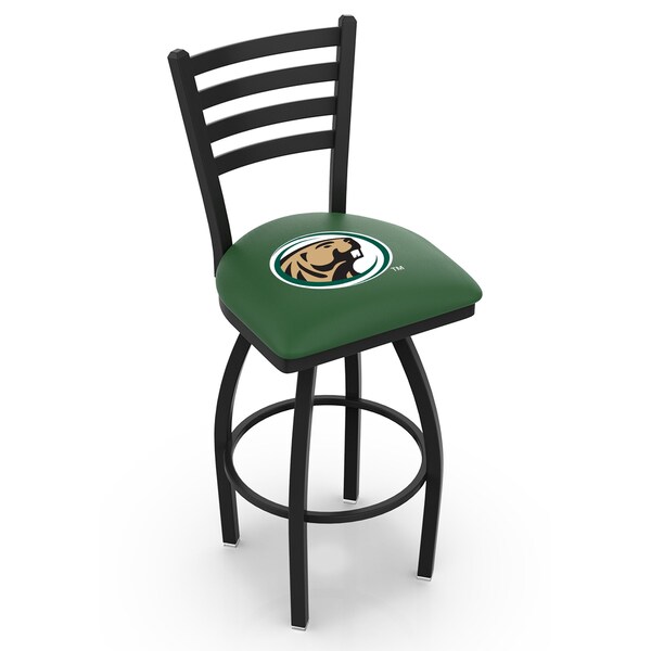25" Blk Wrinkle Bemidji State Swivel Bar Stool, Ladder Back
