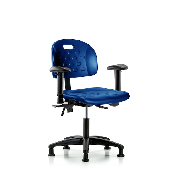 Poly Chair, Desk, Arms, Glides, Blue