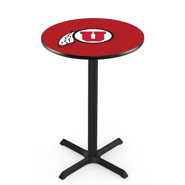 42" Blk Wrinkle Utah Pub Table, 36" dia. Top