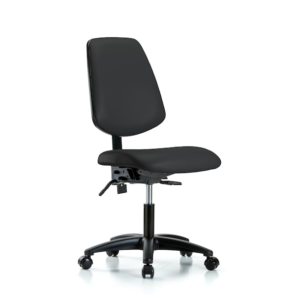 Desk Chair No Arms, 18" to 23" Height, Vinyl, Black