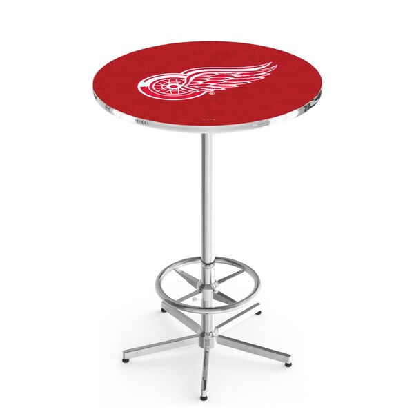 42" Chrome Detroit Red Wings Pub Table, 36" dia. Top