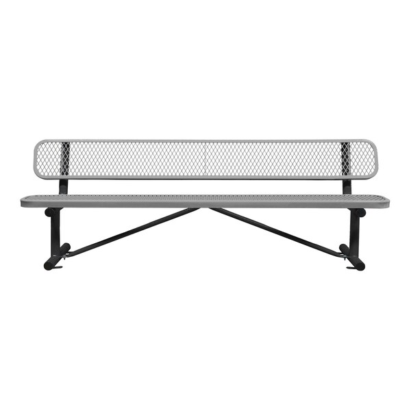 Bench/Back, Surface Mount, 8ft., Gray