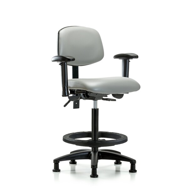 Chair, Wood, Med Bench, CF Casters, 6-Way Adjustable, 26" to 35" Height, Dove