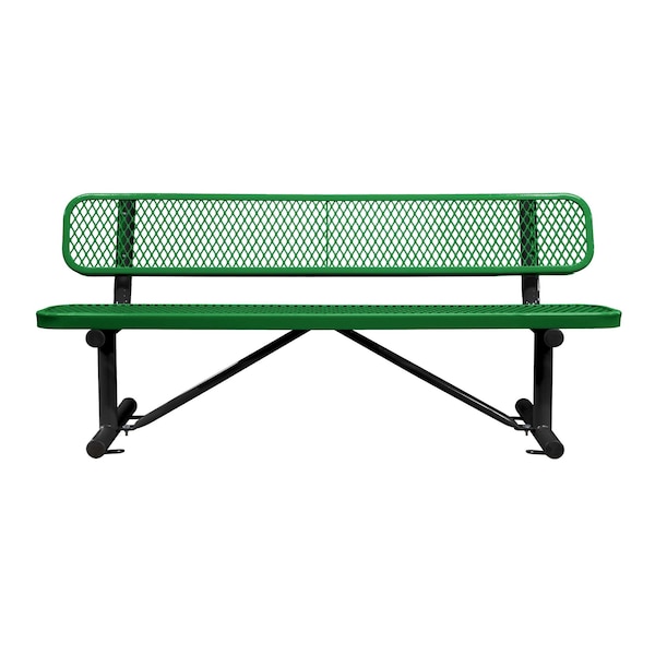 Bench/Back, Surface Mount, 6ft., Green