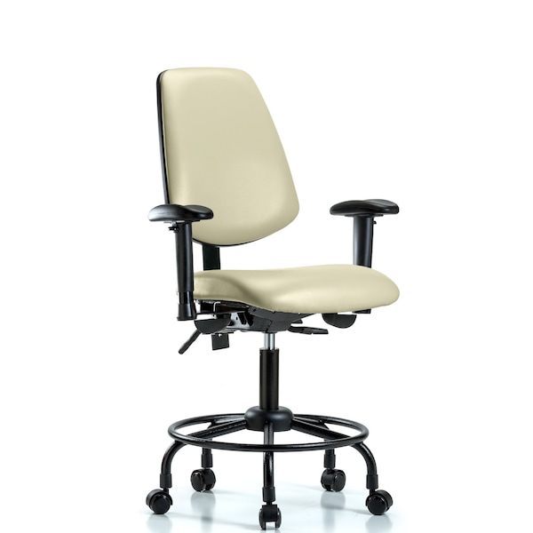 Desk Chair Adjustable Arms, 21" to 26" Height, Vinyl, Adobe White