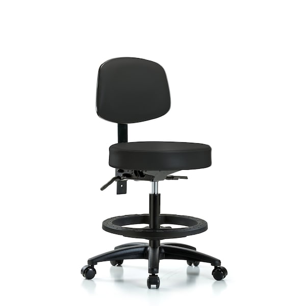 Bench Stool, Med, Vin, Bk, Tilt, BF, Cast, BLK