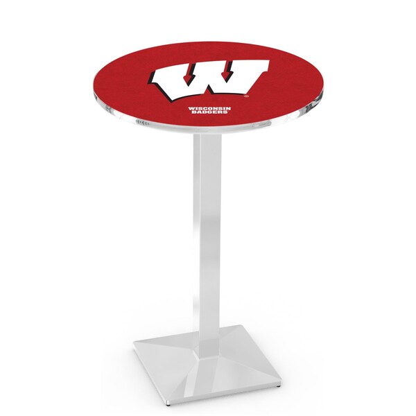 42" Chrome Wisconsin "W" Pub Table, 36" dia. Top