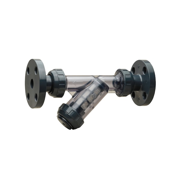 Y-Strainer, 3", PVC, Flanged, 3in Pipe, WAFER, PVC, EPDM, 150 PSI