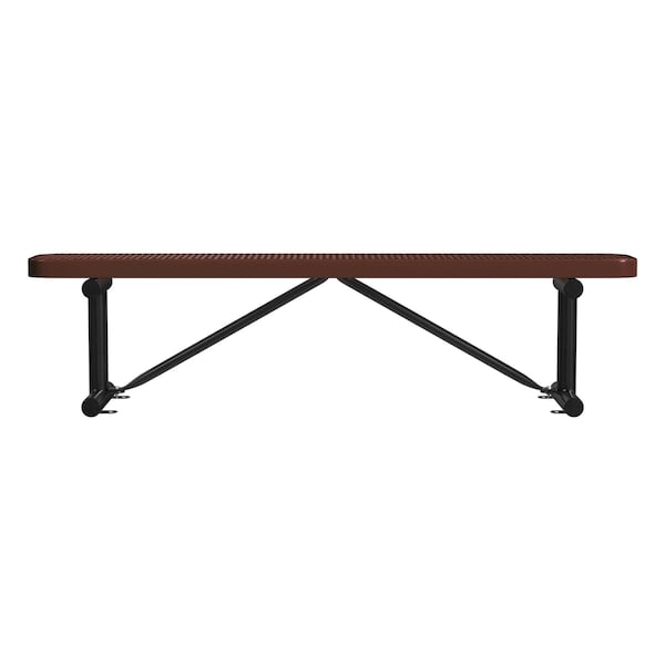 Bench w/o Back, Surface Mount, 6ft., Brown