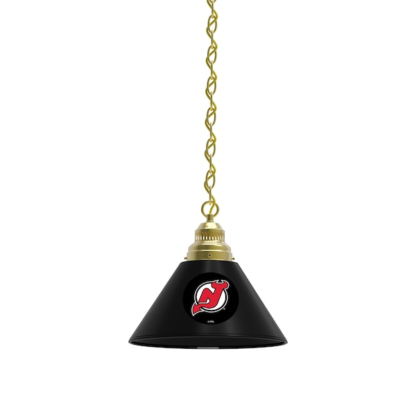 New Jersey Devils Pendant Light, Brass Fixture