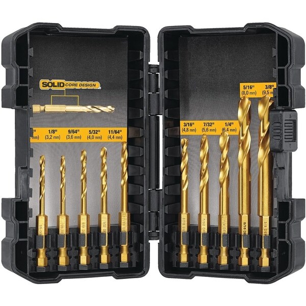 DeWALT Impact Ready DD5160/DD5060 Impact Drill Set, Steel, Titanium, 10-Piece