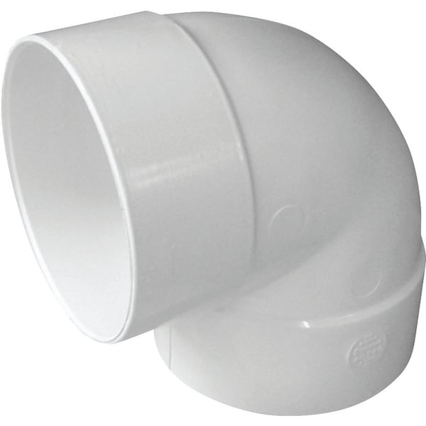 CANPLAS Short Turn Pipe Elbow, 6 in, Hub, 90 deg Angle, PVC, White