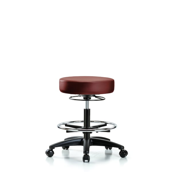 Vinyl Stool, Med Bench, Foot Ring, Casters, Taupe