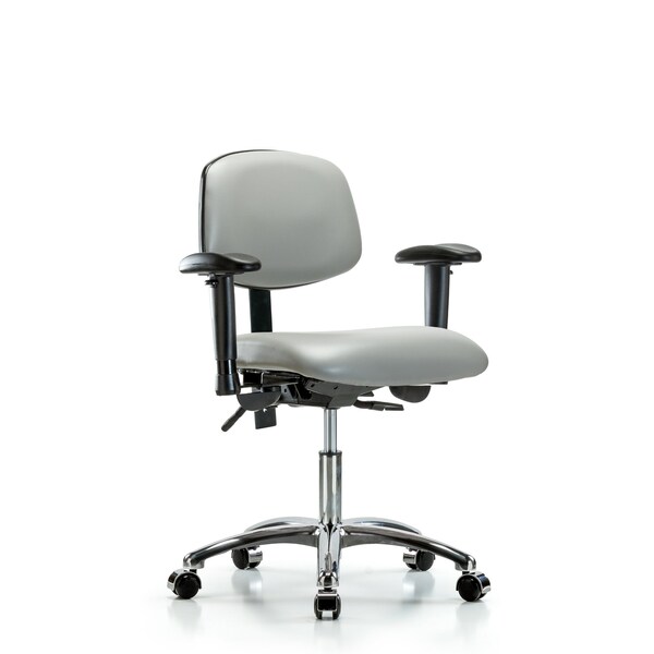 Desk Chair Desk Chair, Vinyl, Chr Tilt AA Casters, Dov, Adjustable Arms, 18" to 23" Height, Vinyl
