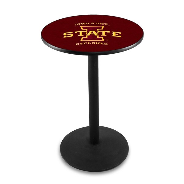 42" Blk Wrinkle Iowa State Pub Table, 36" dia. Top
