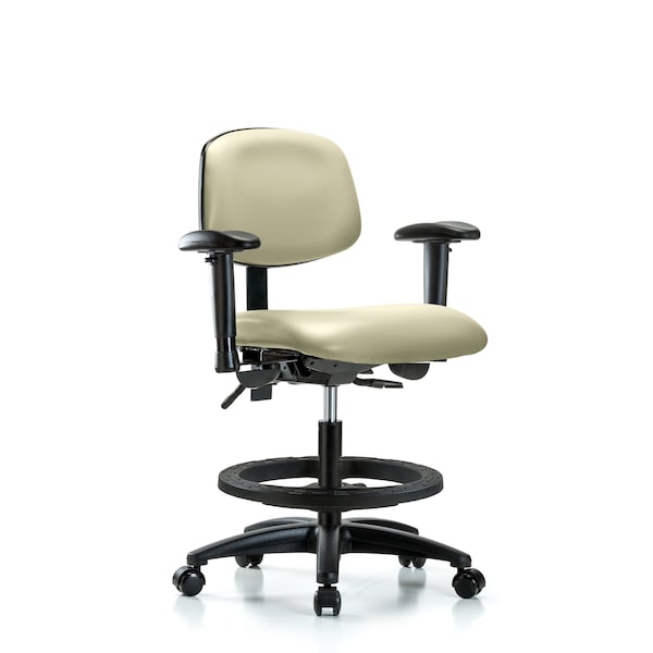 Chair, Vin, Med Bench, Tilt AA BF Cast, Wht, 6-Way Adjustable, 22" to 29" Height, Adobe White