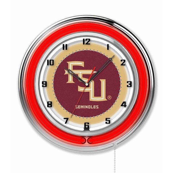 Florida State Double Neon 19" Clock (Script)