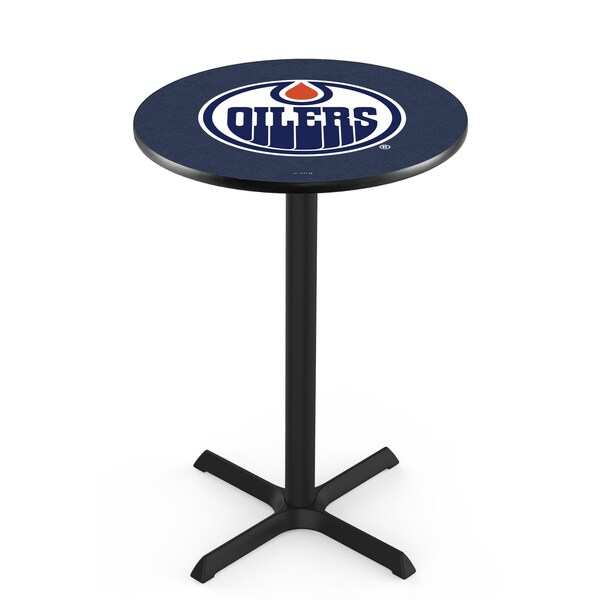 42" Blk Wrinkle Edmonton Oilers Pub Table, 36" dia. Top