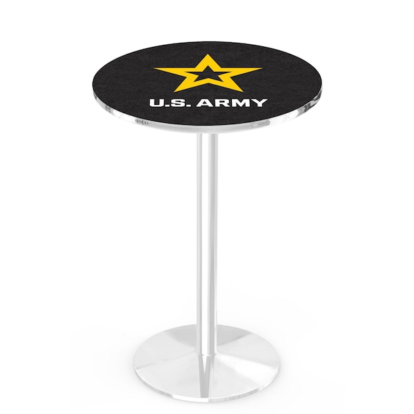 42" Chrome U.S. Army Pub Table, 36" dia. Top
