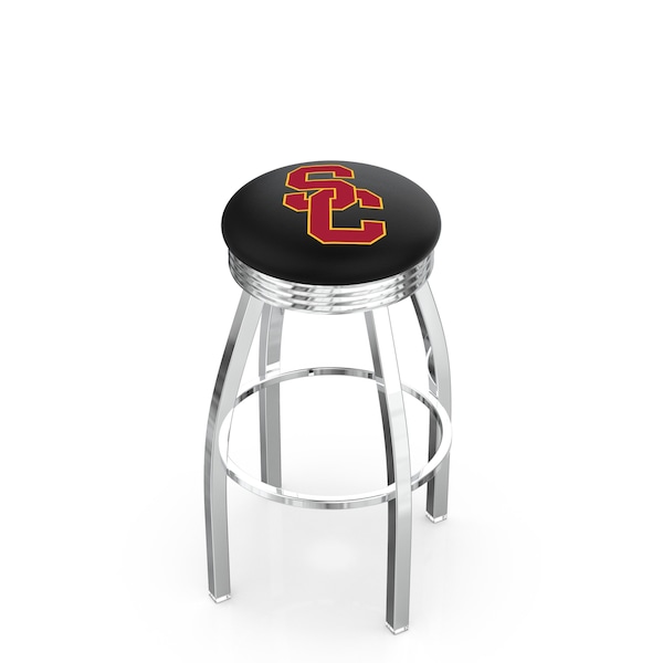 25" Chrome USC Trojans Swivel Bar Stool, Accent Ring