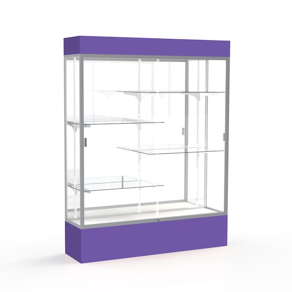 Lighted Floor Display Case 60x80x16, Mirror, Satin