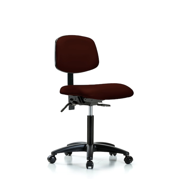 Chair, Vinyl, Med Bench, Casters, Burg, No Arms, 22" to 29" Height, Burgundy