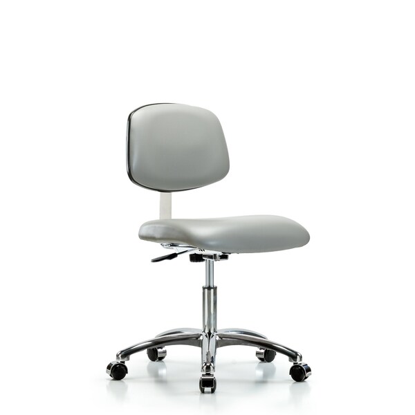 Clean Room Chair Desk Chair, Vinyl, Chrm, Casters, Dov, CL10, 18" to 23" Height, Vinyl, Dove