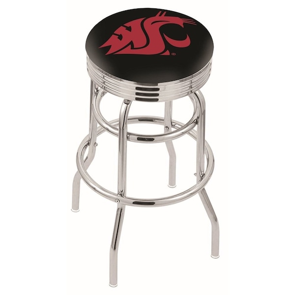 25" Chrome 2-Ring Washington State Swivel Bar Stool, Accent Ring