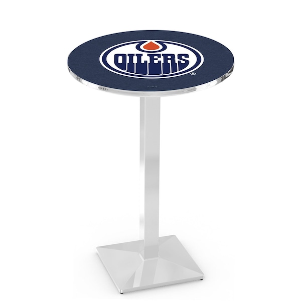 42" Chrome Edmonton Oilers Pub Table, 36" dia. Top