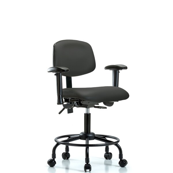 Desk Chair Desk Chair, RT AA, Casters Vinyl, Gry, Adjustable Arms, 21" to 26" Height, Vinyl, Charcoal