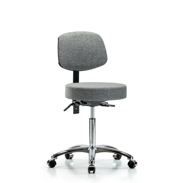 Bench Stool, Med, Fabric, Bk Chrom, Cast, Gry