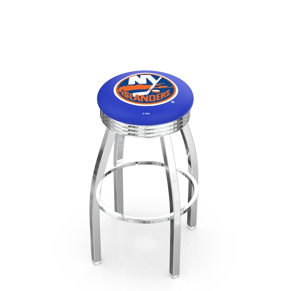 25" Chrome New York Islanders Swivel Bar Stool, Accent Ring