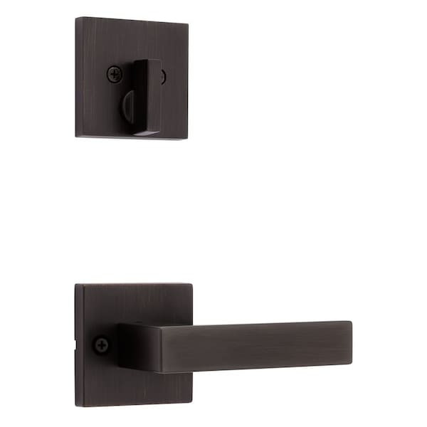 Single Cylinder Interior Singapore Lever Trim with Square Rose Venetian Bronze Finish