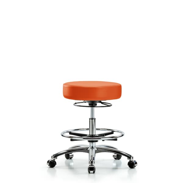 Bench Stool, Med, Vin, Chrom, CF, Cast, Org