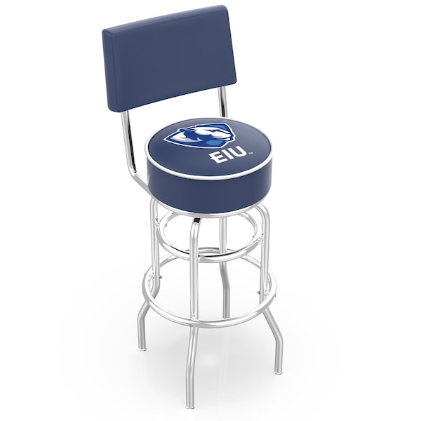 25" Chrome 2-Ring Eastern Illinois Swivel Bar Stool, Back