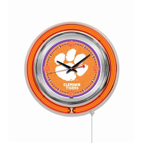 Clemson Double Neon 15" Clock