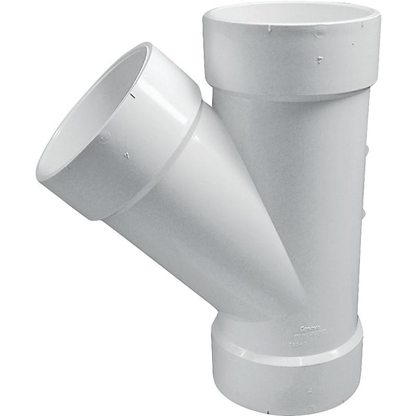 CANPLAS Pipe Wye, 4 in, Hub, PVC, White, SCH 40 Schedule