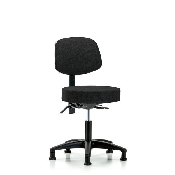 Desk Stool, Fabric, Bk, Glides, Blk