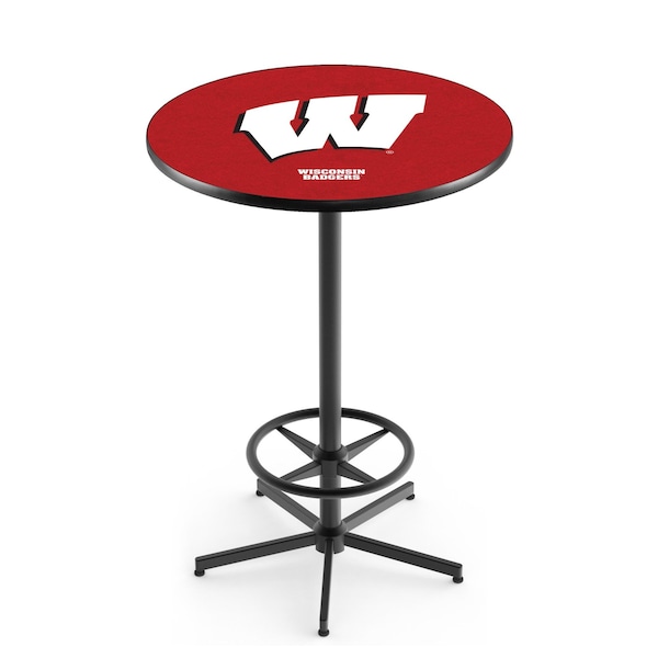 42" Black Wisconsin "W" Pub Table