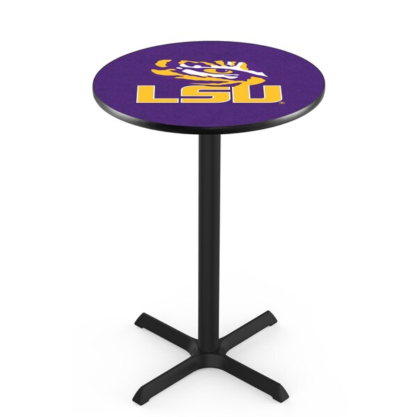 42" Blk Wrinkle Louisiana State Pub Table, 36" dia. Top